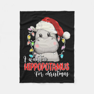 Ik wil een hippopotamus voor Kerstmis Hippo Lover  Fleece Deken