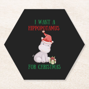 Ik wil een hippopotamus voor Kerstmis. Kartonnen Onderzetters