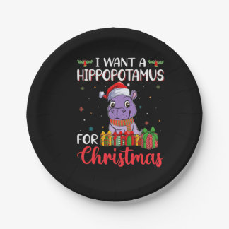 Ik wil een hippopotamus voor kerstmis. papieren bordje