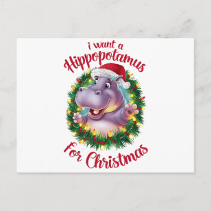 Ik wil een hippopotamus voor kerstvakantie hippo feestdagenkaart