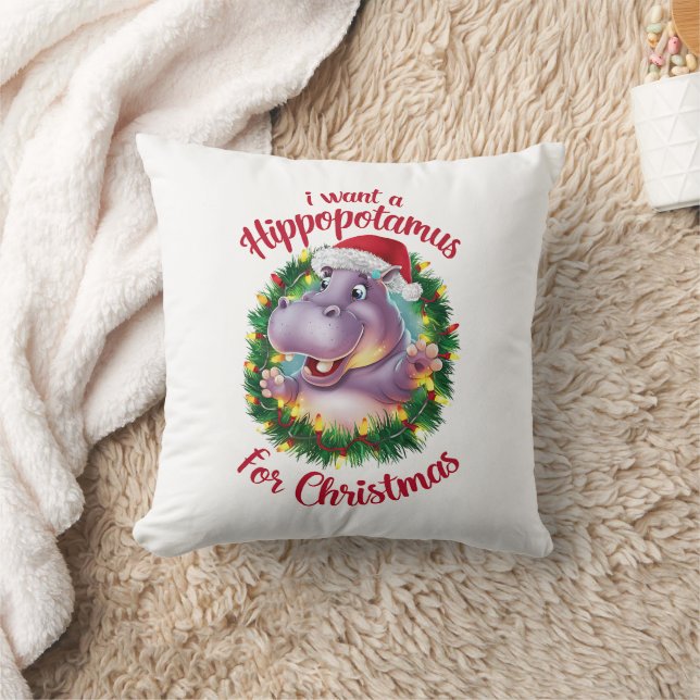 Ik wil een hippopotamus voor kerstvakantie hippo kussen (Deken)