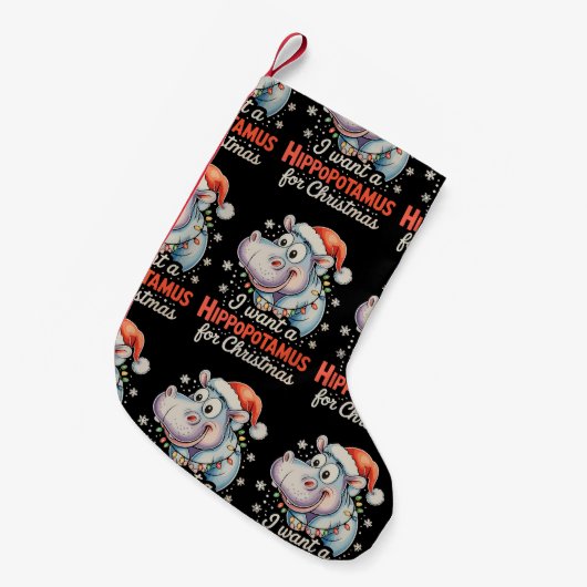 Ik wil een hippopotamus voor kerstvakantie kleine kerstsok (Voorkant (Hangend))