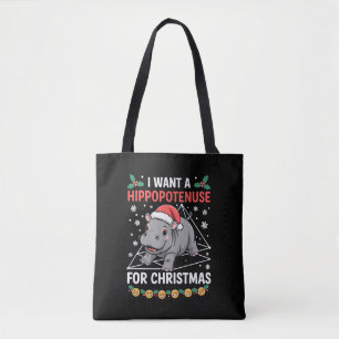 Ik wil een Hippopotenuse voor Kerstmis Wiskundeler Draagtas