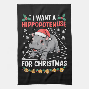 Ik wil een Hippopotenuse voor Kerstmis Wiskundeler Theedoek