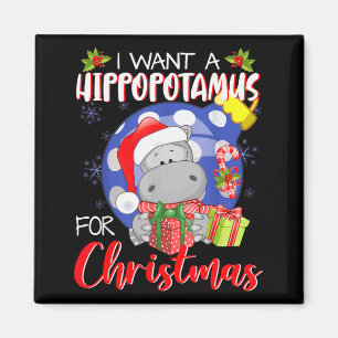 Ik wil een Hiptamus voor Kerstmis Kerst Hip Voor K Magneet