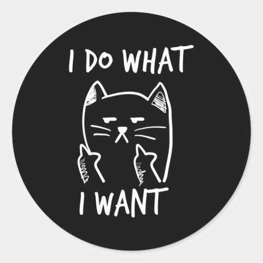 Ik wil een kat met middelvinger kitten ronde sticker (Voorkant)