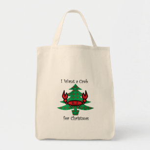 Ik wil een krab voor kerst tote bag