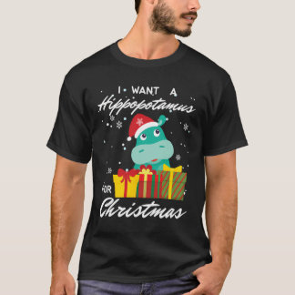 Ik wil een nijlpaard voor een leuke kerstvakantie t-shirt