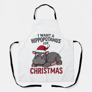 Ik wil een nijlpaard voor kerst - Xmas Hippo ( Schort