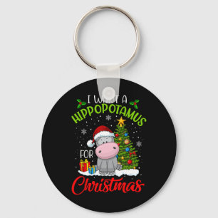 Ik wil een nijlpaard voor Kerstmis Santa Hippo Pa Sleutelhanger