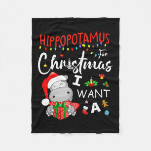 Ik wil een nijlpaard voor kerstpyjama fleece deken