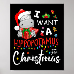 Ik wil een nijlpaard voor kerstpyjama poster