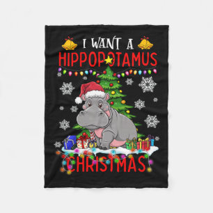 Ik wil een nijlpaard voor Schattigee kerst Fleece Deken