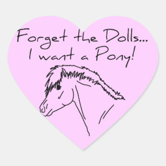 Ik wil een pony! hart sticker
