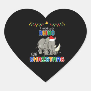 Ik wil een Rhino voor kerstcadeau. Hart Sticker