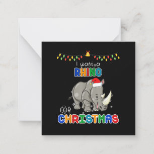 Ik wil een Rhino voor kerstcadeau. Notitiekaartje
