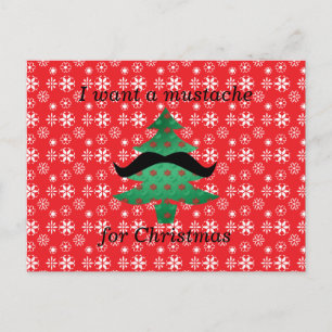 Ik wil een snor voor Kerstmis Feestdagenkaart