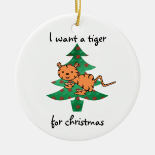 Ik wil een tijger voor kerstversiering keramisch ornament