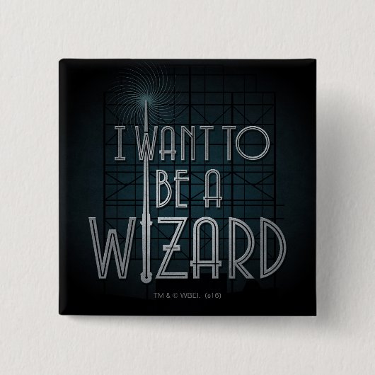 Ik wil een wizard worden vierkante button 5,1 cm (Voorkant)