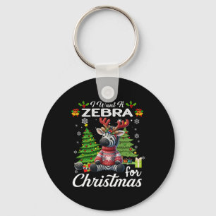 Ik wil een Zebra voor kerst Schattigee geschenken Sleutelhanger