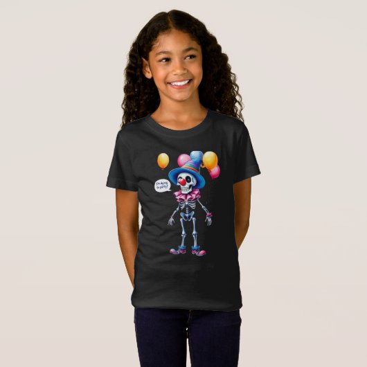Ik wil feesten! Skelet in een clownkostuum, Hal T-shirt (Voorkant volledig)