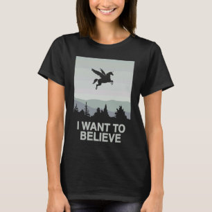 Ik wil geloven dat Unicorn Pegasus Unicorn Poster T-shirt