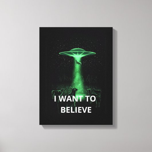 Ik wil geloven, film retro 90s, buitenaardse ufo canvas afdruk (Voorkant)