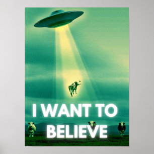 Ik wil geloven, film retro 90s, buitenaardse ufo poster