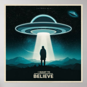 Ik wil geloven, film retro 90s, buitenaardse ufo poster