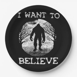 IK WIL GELOVEN Grappige Bigfoot Sasquatch Full Moo Papieren Bordje