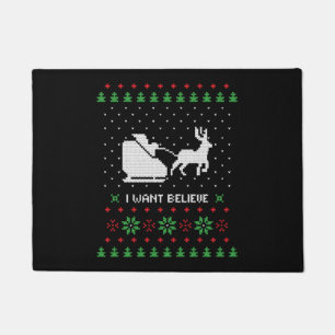 Ik wil geloven lelijke kersttrui deurmat