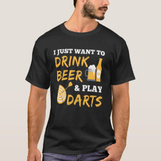Ik wil gewoon bier drinken en darts spelen vintage t-shirt