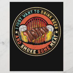 Ik wil gewoon bier drinken en wat vlees roken BBQ Flyer