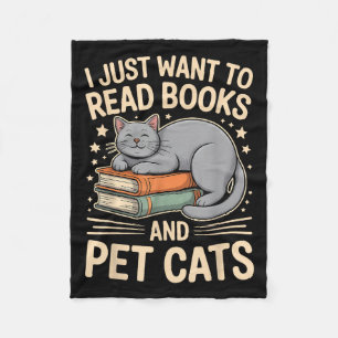 Ik wil gewoon boeken lezen en katten grappig lezen fleece deken