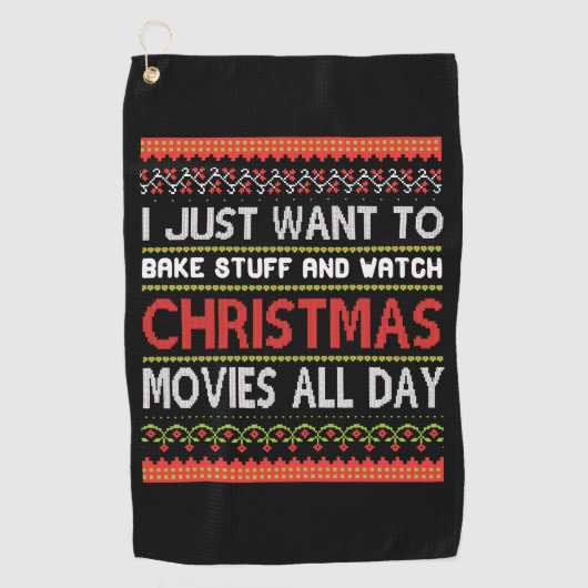 Ik wil gewoon dingen bakken en naar Kerstmis kijke Golfhanddoek (Voorkant)