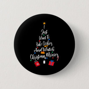 Ik wil gewoon koekjes bewaren en kerstfilms kijken ronde button 5,7 cm