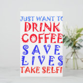Ik wil gewoon koffie drinken briefpapier (Staand voorkant)