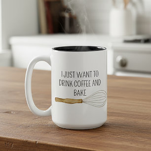 Ik wil gewoon koffie Drinken en Waterverf bakken Tweekleurige Koffiemok
