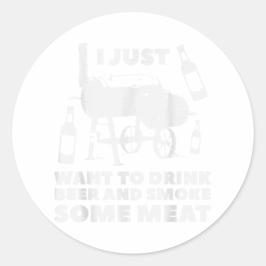 Ik wil gewoon wat vleesplezier barbecuegrill barbe ronde sticker (Voorkant)