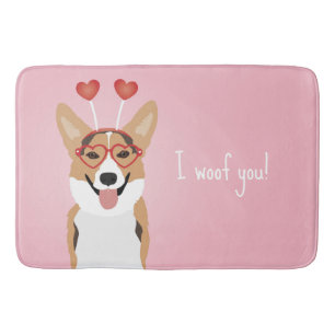Ik wil je Corgi Dog Valentijnsdag Badmat