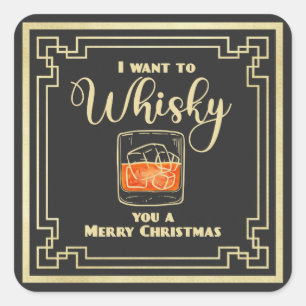 Ik wil je een vrolijke kerstkaartje geven. vierkante sticker