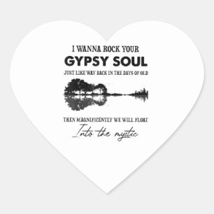Ik wil je zigeunersol Hippie Guitar weggooien Hart Sticker