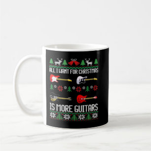 Ik wil meer gitaren Grappige gitarist Leuke kerst Koffiemok
