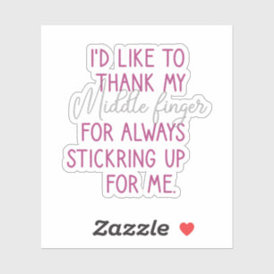 Ik wil mijn middelvinger bedanken, grappig sticker