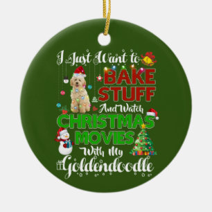 Ik wil naar kerstfilms kijken die goldendoodle is keramisch ornament