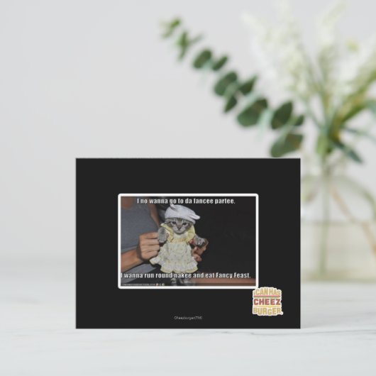 Ik wil niet naar een dansfeest briefkaart (Staand voorkant)