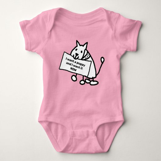 Ik wil nu een puppy Schattigee striphond Romper (Voorkant)
