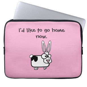 Ik wil nu naar huis, grappige koe / konijn cartoon laptop sleeve