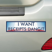 Ik wil ontvangstbewijzen bumpersticker (Op auto)
