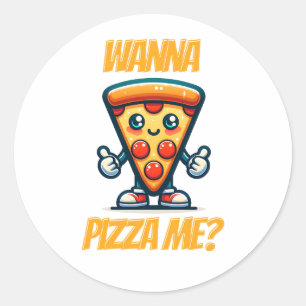Ik wil pizza   Grappig eten Pun Ronde Sticker